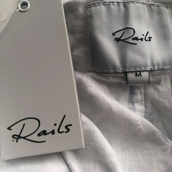 Rails Thea Blouse Cloud Tie Dye White Blue Linen M - Picture 6 of 6